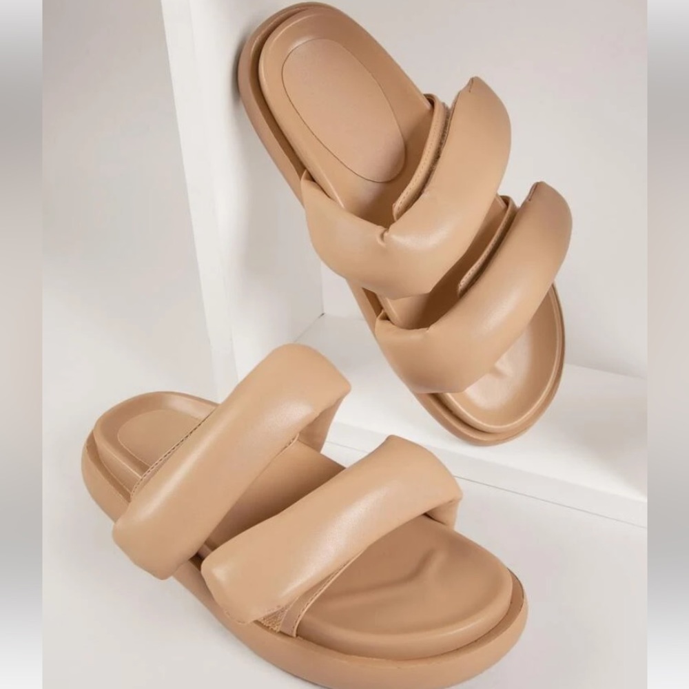 Puffy sandals vegan leather